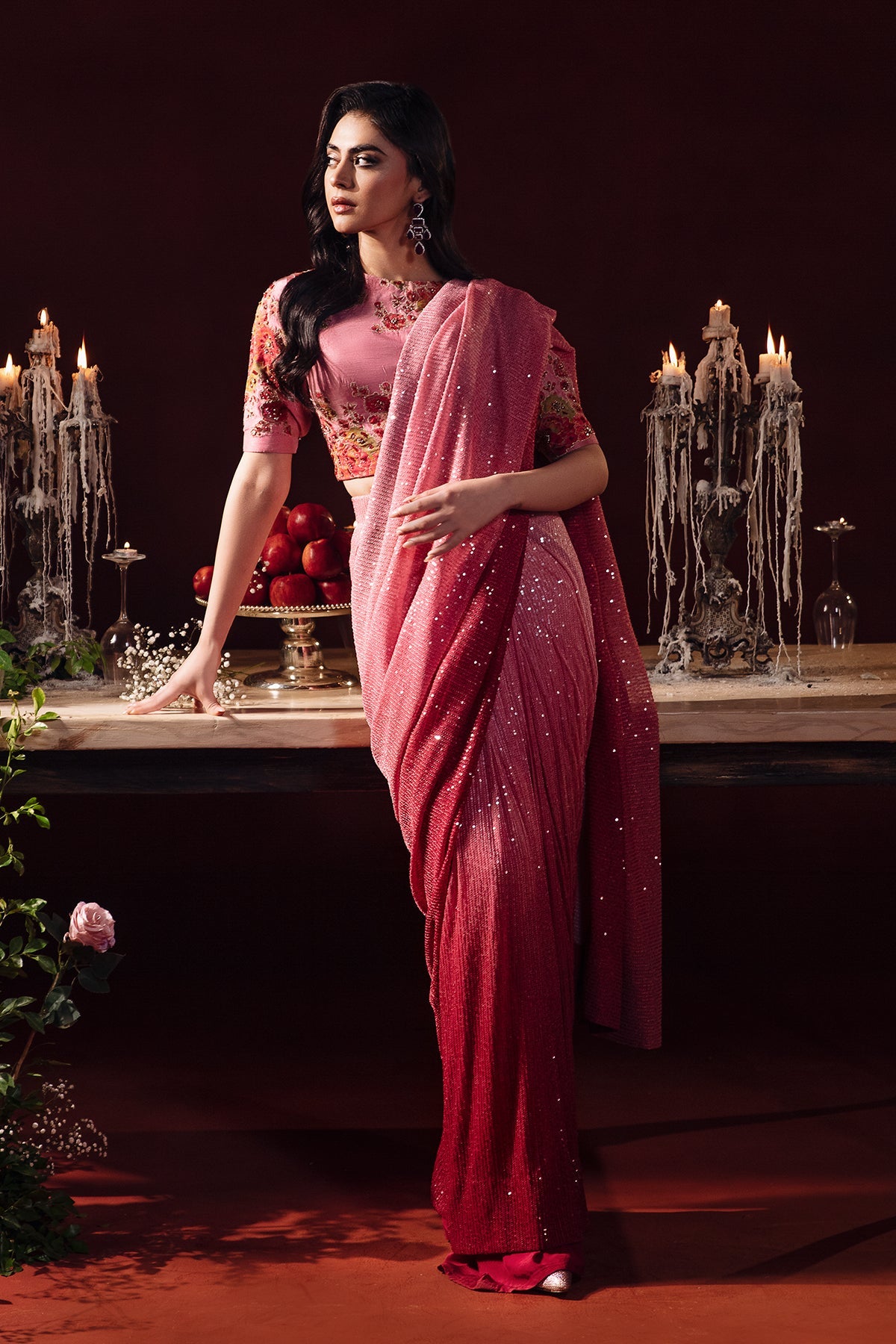 3-PC Embroidered Sequence Saree CMA-3-235