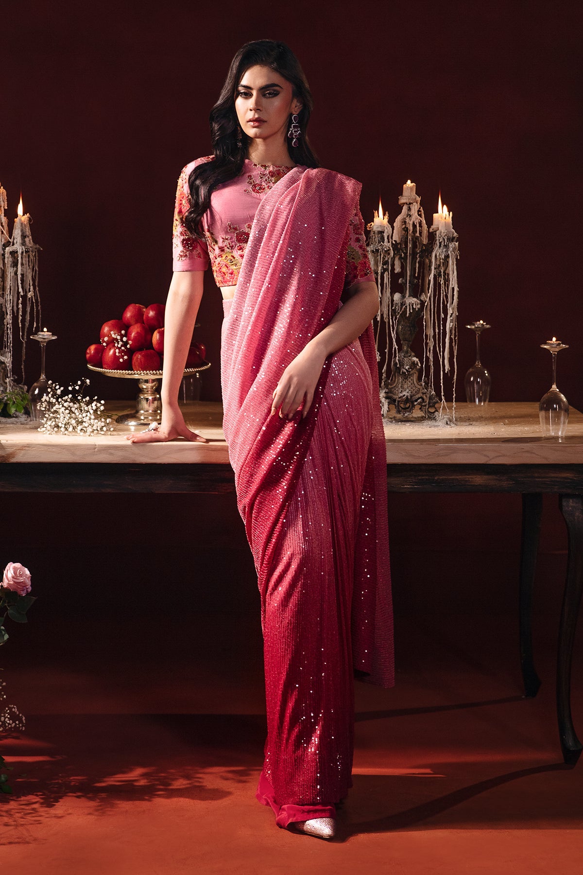 3-PC Embroidered Sequence Saree CMA-3-235