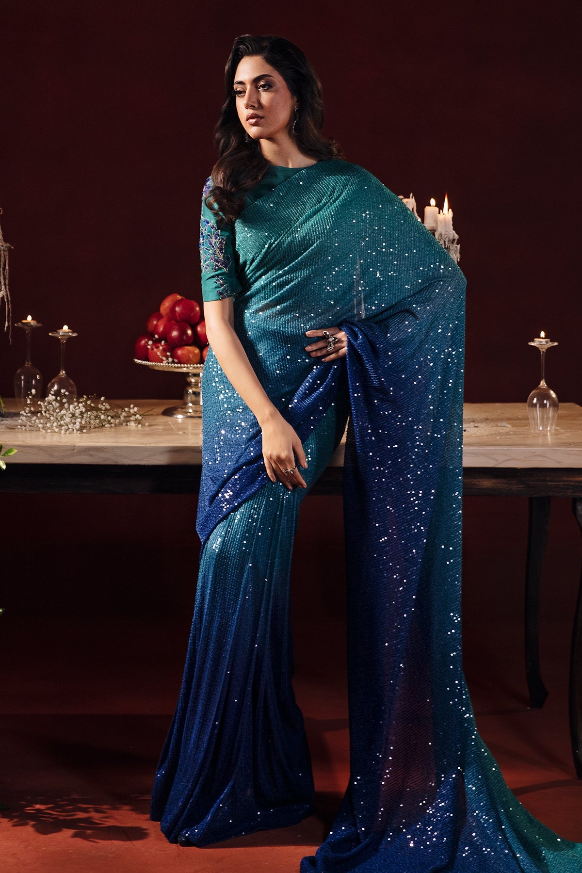 3-PC Embroidered Sequence Saree CMA-3-236
